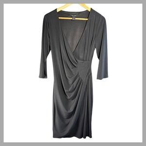 White House Black Market Dress Womens 8 Black Ruched‎ Sheath Cocktail Dress